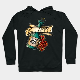 BE HAPPY: Poison Bottle and Roses Old Tattoo Concept Hoodie